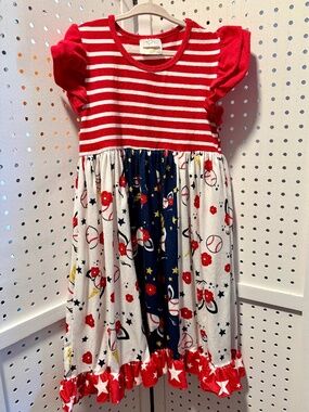 Honeydew Kids Baseball Unicorn Patriotic Twirl Dress Size 2XL - Kids 7